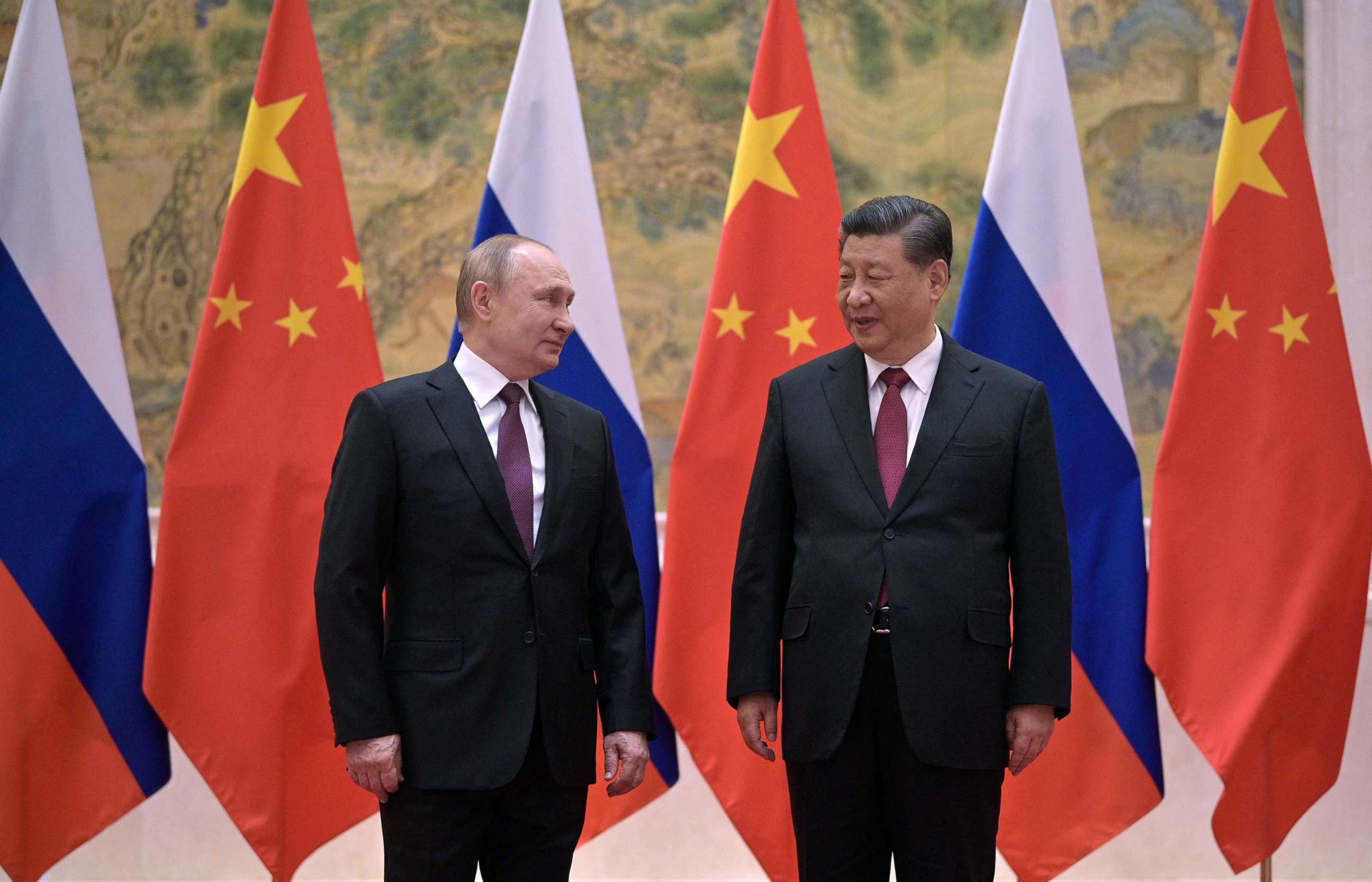 PHOTO: Russian President Vladimir Putin, left, and Chinese President Xi Jinping pose for a photo during their meeting in Beijing, Feb. 4, 2022. 