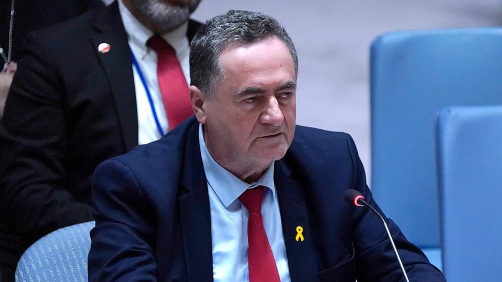 PHOTO: Minister for Foreign Affairs of Israel, H.E. Israel Katz speaks during the Security Council at the United Nations Headquarters, March 11, 2024, in New York.