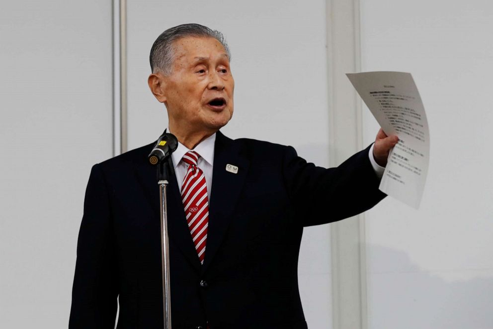 PHOTO: Yoshiro Mori, president of the Tokyo Olympics organizing committee, speaks at a news conference in Tokyo, Japan, on Feb. 4, 2021.