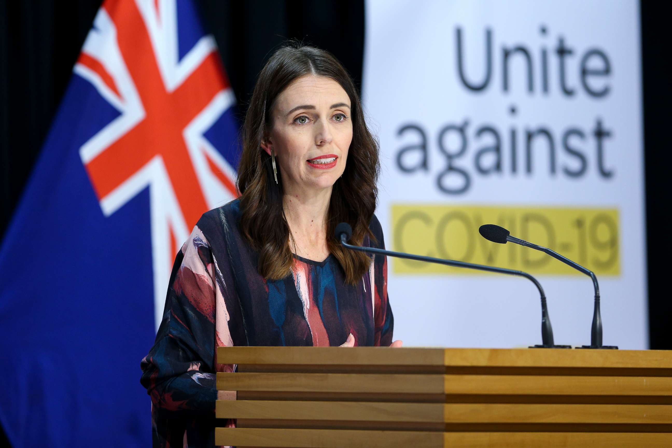 PHOTO: Prime Minister Jacinda Ardern speaks to media during a press conference at Parliament on May 12, 2020 in Wellington, New Zealand.