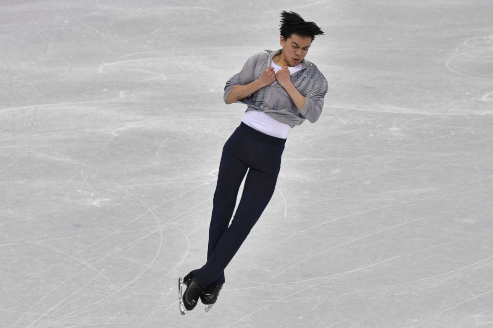 PHOTO: USA's Vincent Zhou competes in the men's single skating short program of the figure skating event during the Pyeongchang 2018 Winter Olympic Games at the Gangneung Ice Arena in Gangneung, Feb. 16, 2018.