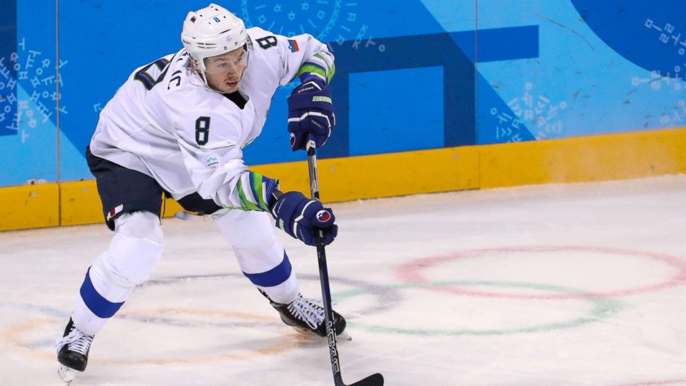 Ziga Jeglic of Slovenia during the Men's Ice Hockey match between Slovenia and U.S. at the PyeongChang Winter Olympic Games 2018, in Gangneung, South Korea, Feb. 14, 2018. The Anti-doping Division of the Court of Arbitration for Sport (CAS ADD) confirmed on Feb. 20, 2018, that it has has registered a case against Ice Hockey player Ziga Jeglic of Slovenia, 29, who was found positive in-competition test with fenoterol (beta-2 agonist), following a request of from the International Olympic Committee (IOC). 