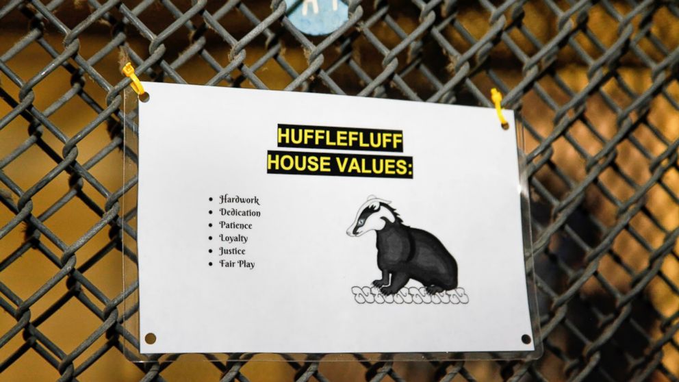 PHOTO: A sign at the Pet Alliance of Greater Orlando shows the values of the Hufflefluff house.