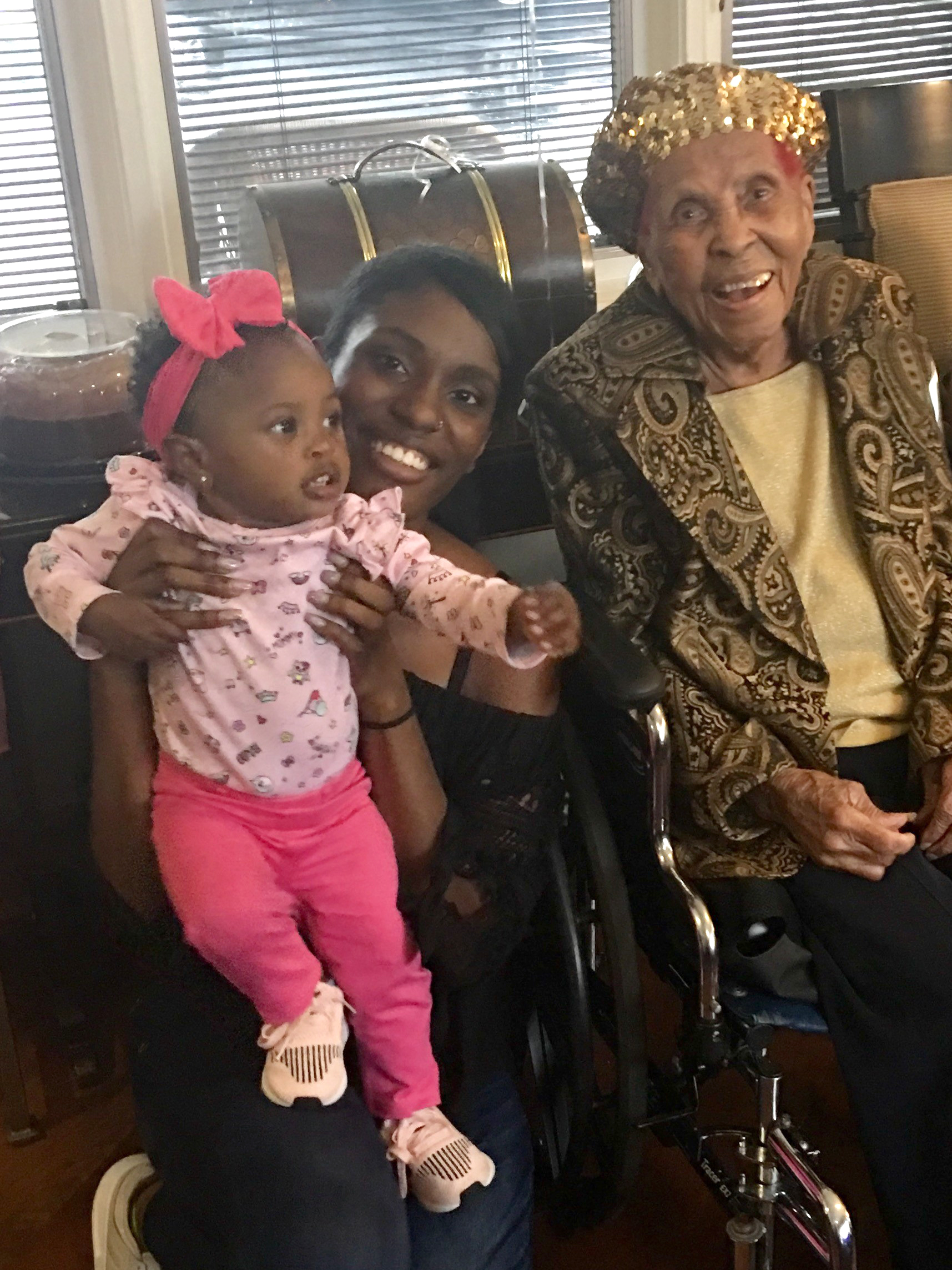 PHOTO: Lena Hall of Louisville, Kentucky celebrated her 105th birthday on Sunday with great-great-great-granddaughter, Taliyah.