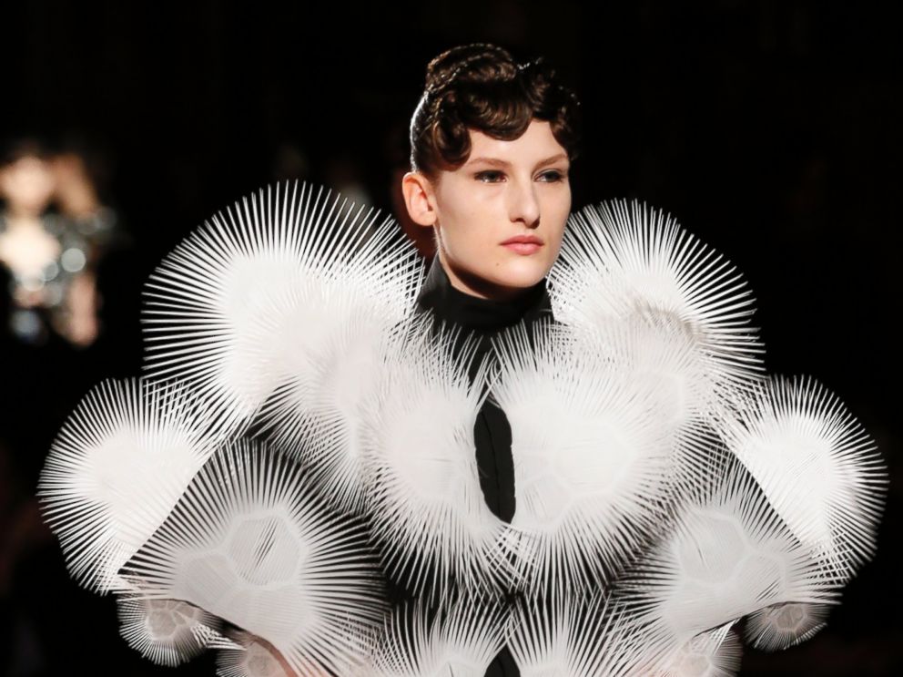 PHOTO: A model presents a creation by Dutch designer Iris Van Herpen during the Haute Couture Spring-Summer 2013 collection show in Paris.