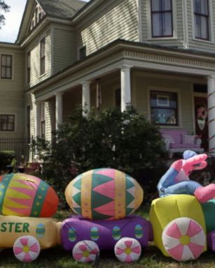 Debbie and Jim Strickland, of Suffolk, Virginia, elaborately decorate their home with 6,000 eggs and tons of bunnies for Easter.