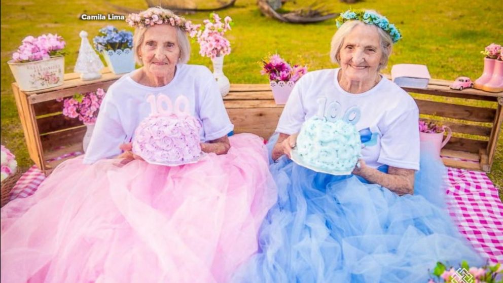 Twin sisters celebrate their 100th birthday with whimsical photo