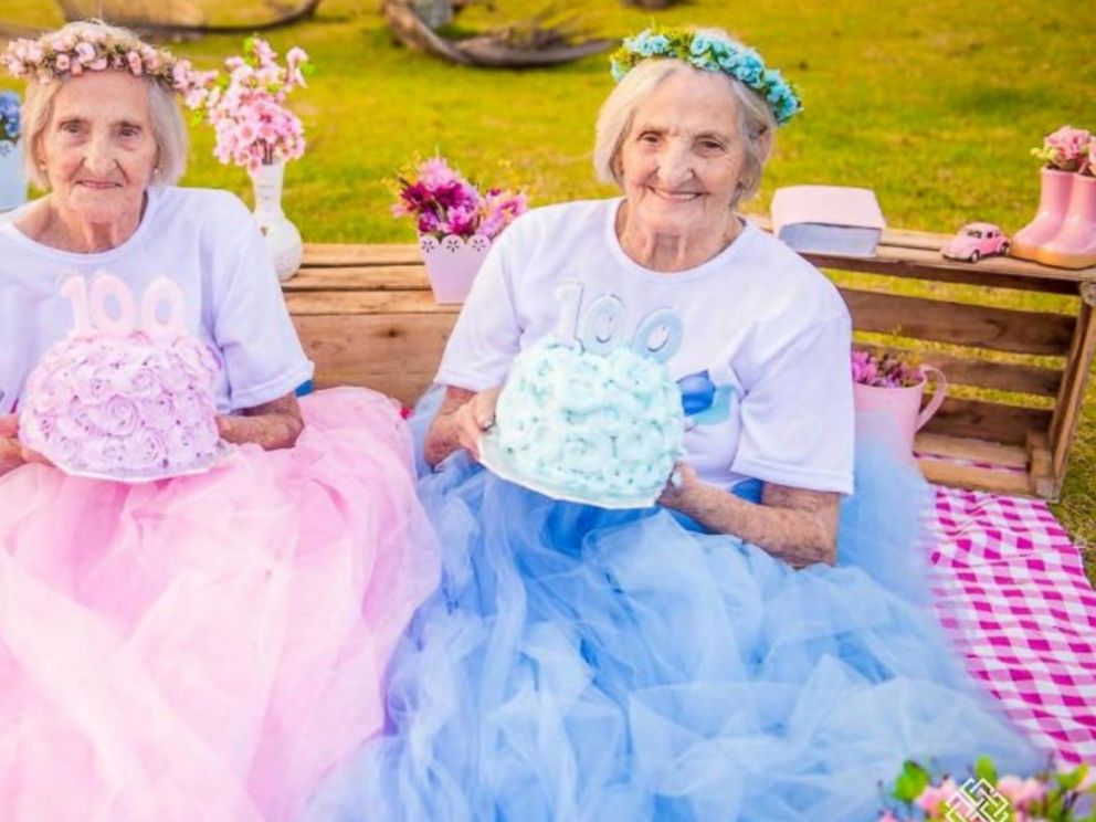 Twin sisters celebrate their 100th birthday with whimsical photo