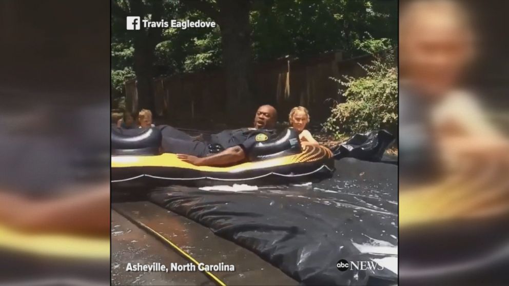 Police Officer Goes Down Slip N Slide Video Abc News