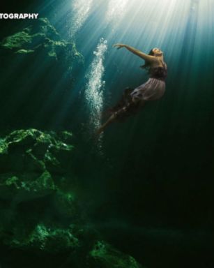 Cricket Whitman shot her sister-in-law Suzanne Pickens' maternity shoot in a pool to create beautiful mermaid-esque photos.