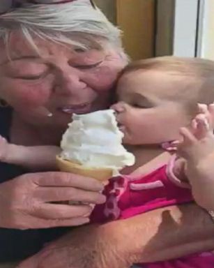 VIDEO: Baby girl can't get enough of her 1st ice cream cone