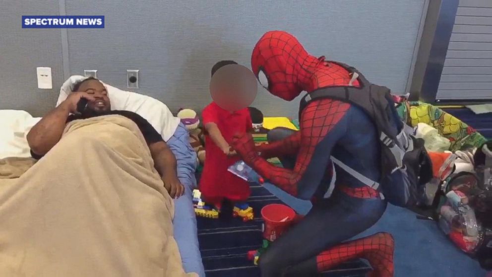 Spider-Man cheers up children affected by Hurricane Harvey - ABC News