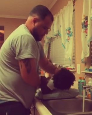 VIDEO: Dad and daughter bond while washing her hair