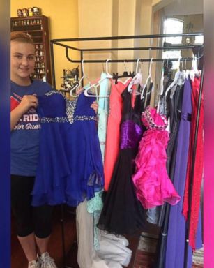 Ashley Reel of Spring, Texas, has received dress donations from across the country in the aftermath of the storm.