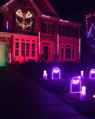 Brandon Bullis, of Leesburg, Virginia, created a light display to the song "Feel It Still" and Halloween music.