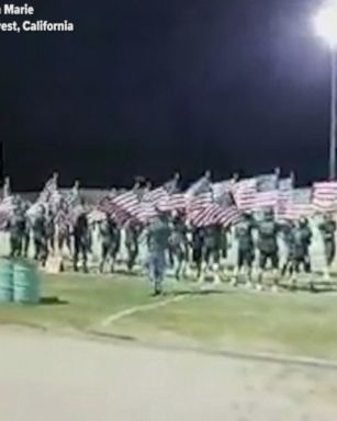 A high school football team made a strong statement at their homecoming game with a powerful patriotic display.