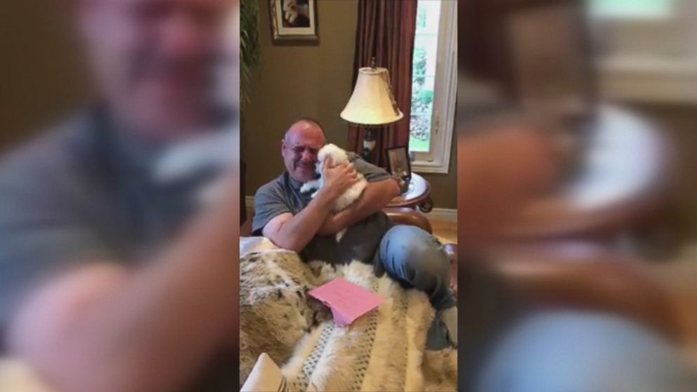 James Xuereb of Ontario was overcome with emotion when his family surprised him with a new bichon frise puppy after he recently lost two of his beloved dogs.