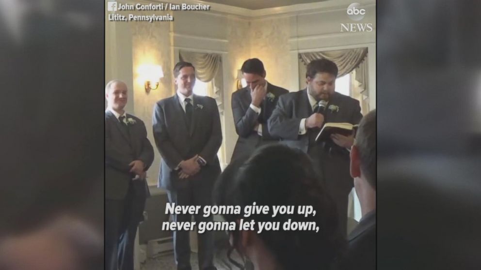 Man rickrolls his buddy's wedding with dramatic reading of 'Never Gonna  Give You Up' - ABC News