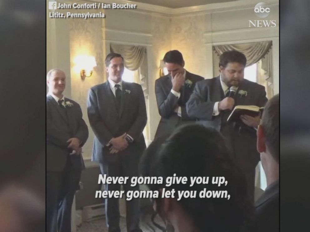 Man rickrolls his buddy's wedding with dramatic reading of 'Never Gonna  Give You Up' - ABC News
