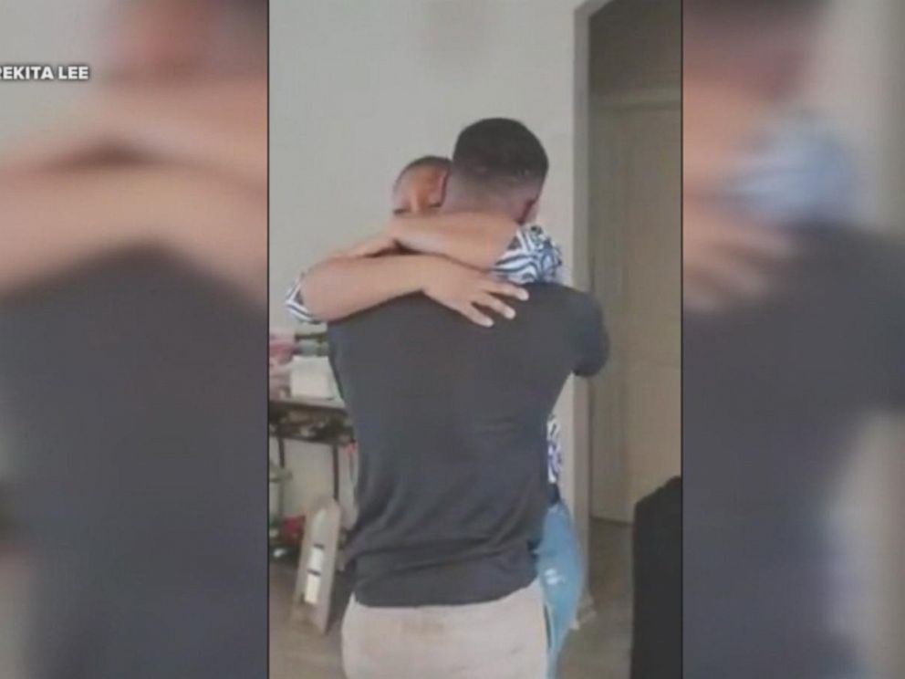 Rekita Lee got the surprise of a lifetime when her son, TreVaughn Lee, a Marine, arrived home from deployment to Japan.