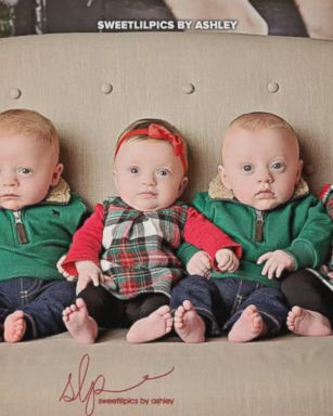 Zoey, Asher, Dakota, Gavin and Hollyn Driskell, 6-month-old quintuplets, posed for photos in festive Christmas outfits.