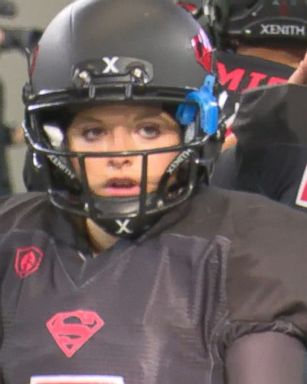 K-Lani Nava, 17, of Strawn, Texas, became the first female football player to score points in a Texas state championship game.