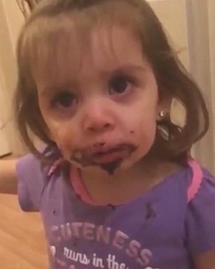 VIDEO: Celine wasn't happy when her father told her that she'd had enough cookies.