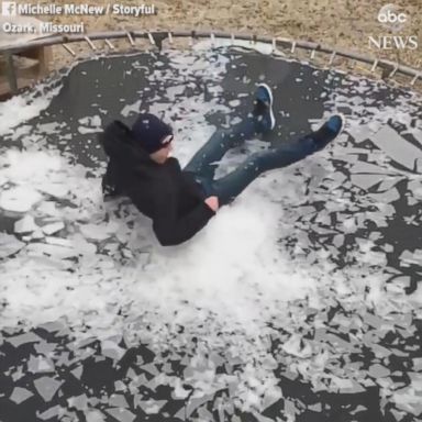 VIDEO: A trampoline coated in ice presented one Missouri boy the perfect opportunity to shoot a slow-motion video.