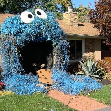 VIDEO: Cookie Monster front door display is a treat for kids this Halloween