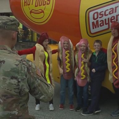 VIDEO: Viral hotdog costume kid gets visit from Oscar Mayer Wienermobile 