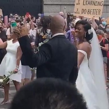 VIDEO: Couple celebrates wedding during Philadelphia protest