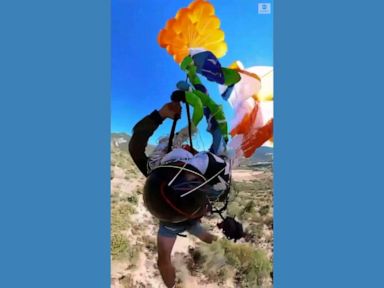 WATCH: Paraglider has close call after parachute fails to open