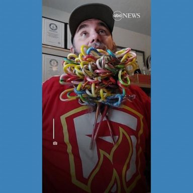 VIDEO: Guinness World Record breaker fits 110 candy canes in his beard