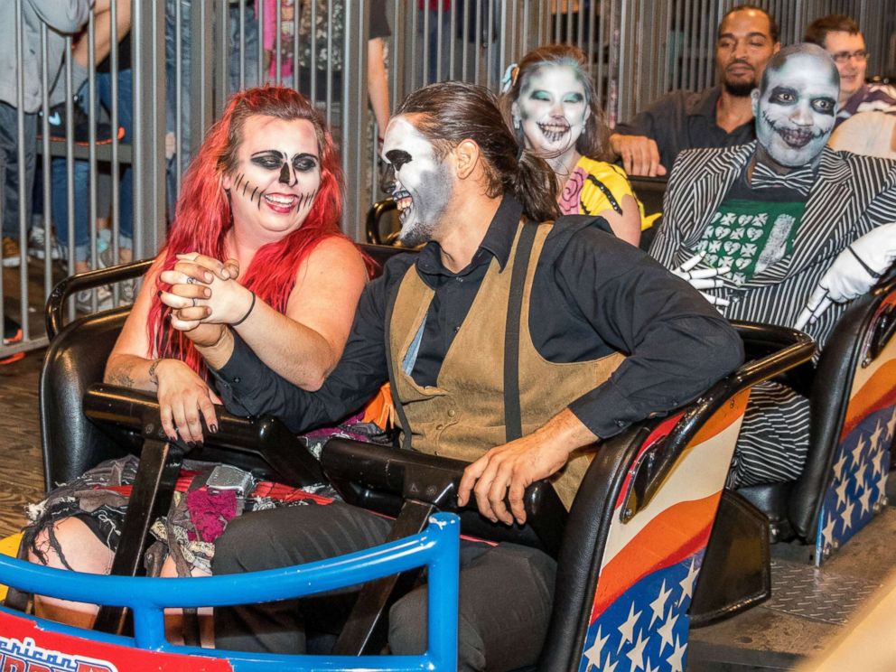 PHOTO: They topped off the ghastly night with a spine-chilling roller coaster ride.