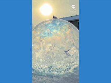 WATCH:  Soap bubbles freeze over during icy weather