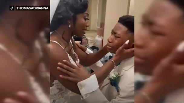 VIDEO: Son sees mother in wedding dress for the first time