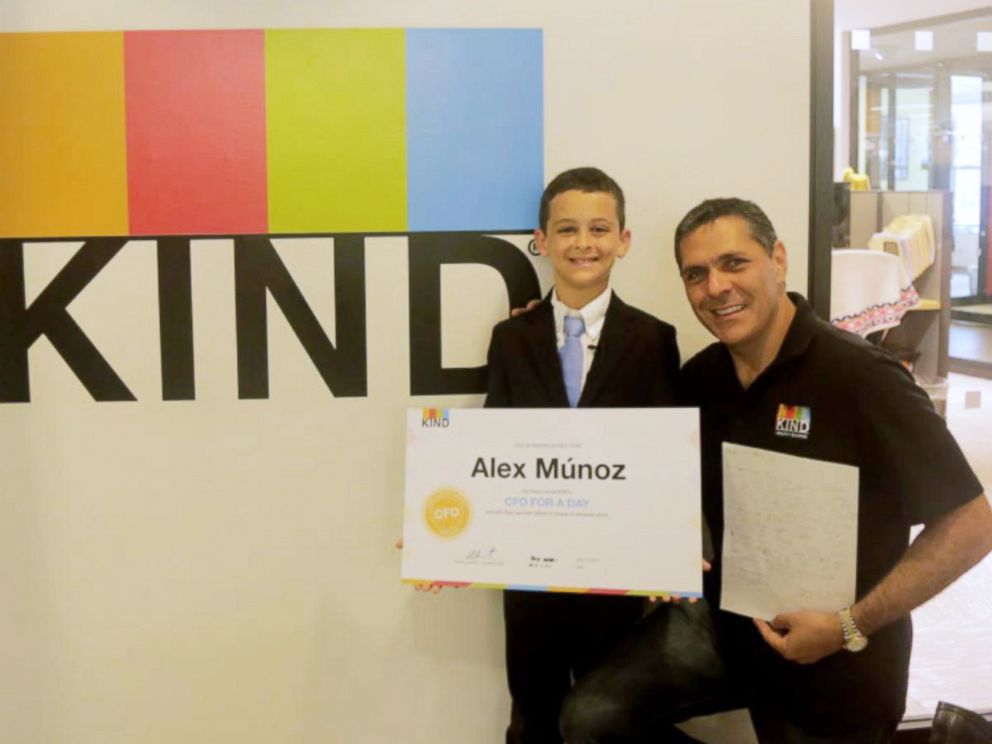 PHOTO: Alex Munoz, 9, was invited to meet the CEO and CFO of Kind Snacks at the companys New York City office after writing a letter to the company.