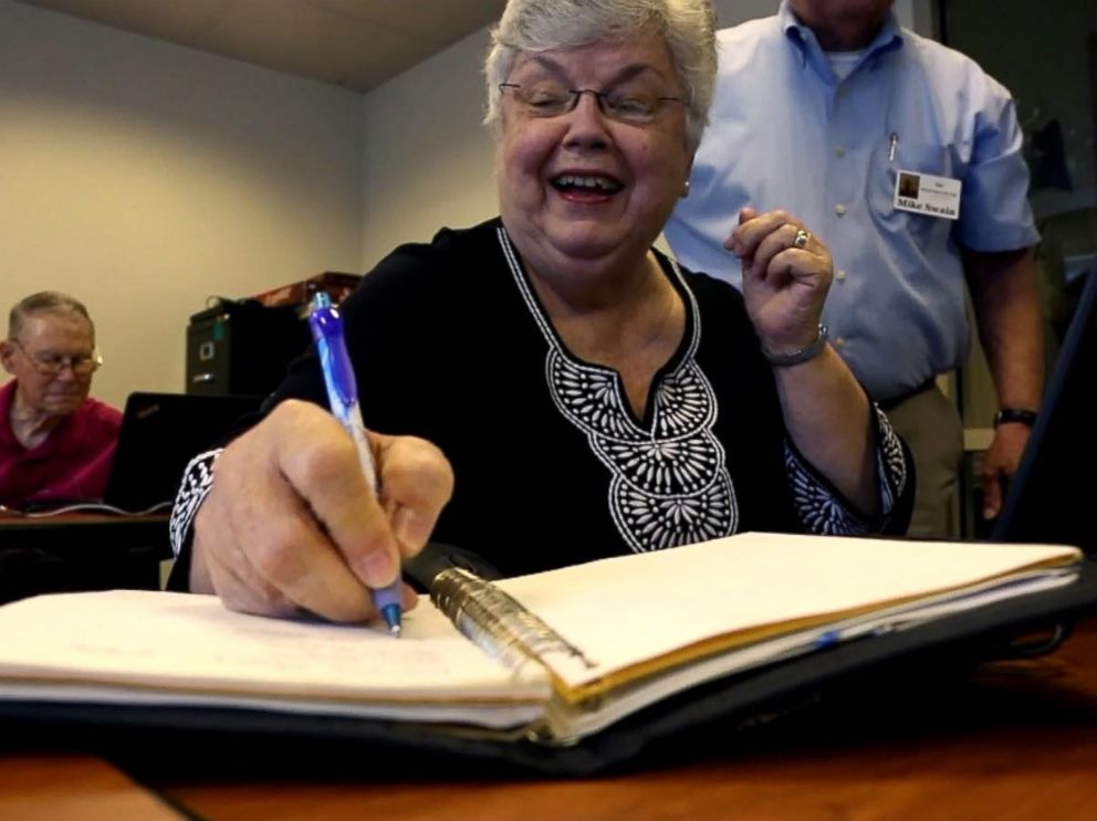 PHOTO: Rita Taggard takes notes while attending a technology class at her retirement community. When I get frustrated, I just stop. Because Ive learned the hard way if I keep pushing buttons, Im not learning a thing, she told ABC News.