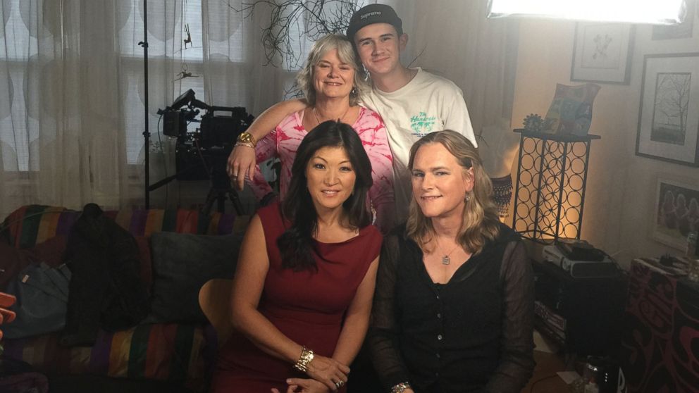 PHOTO: ABC's Juju Chang, front left, is seen here with Carly, front right, Suzy, back left, and Ben, back right, from the ABC Family docu-series, "Becoming Us," during an interview for "Nightline."