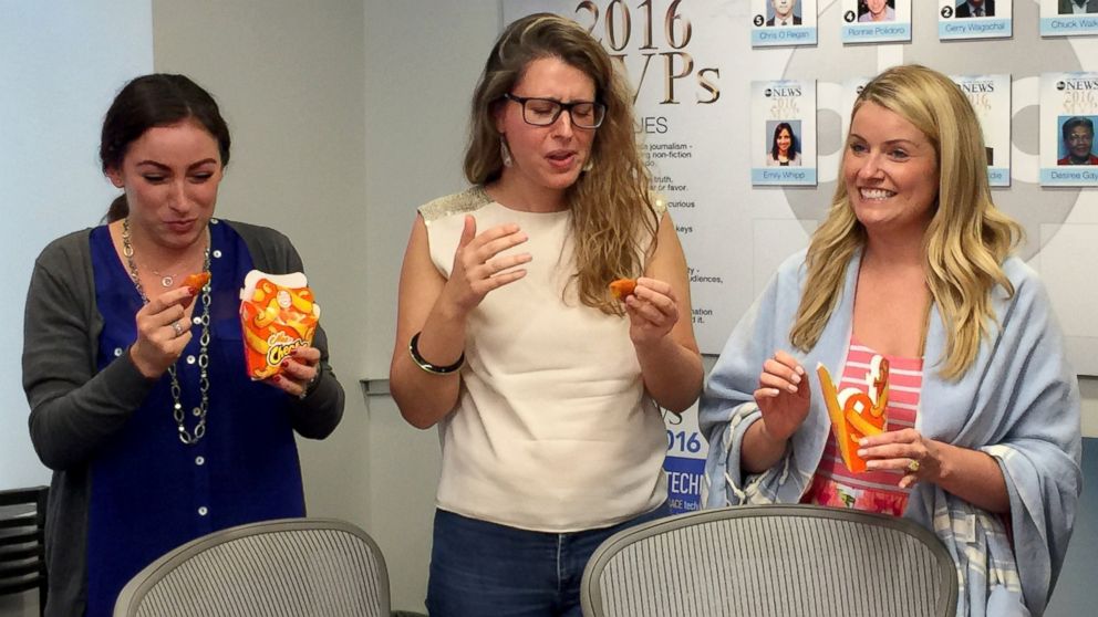 PHOTO: ABC News employees taste-tested Burger King's Mac n' Cheetos, three days before the fast food restaurant's limited-time release of the snack. 