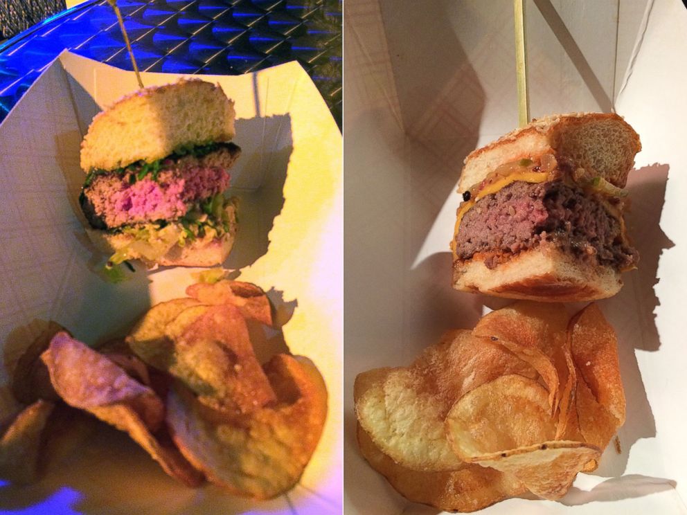 PHOTO: Marc Murphy's winning burger and Josh Capon's people's choice winning burger.