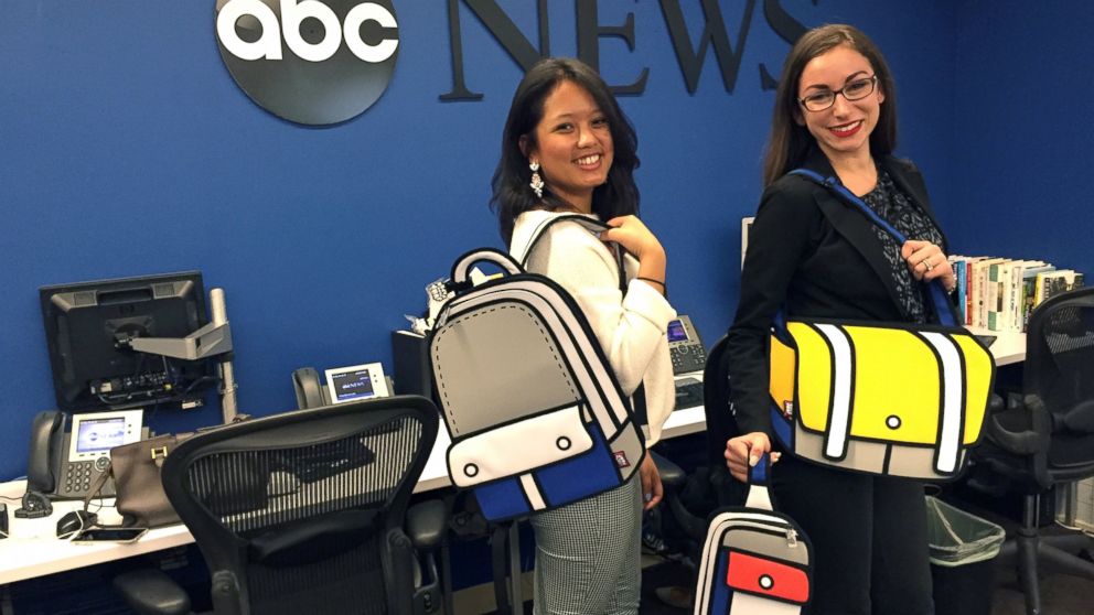 PHOTO: Nicole Pelletiere and Alexa Valiente modeling JumpFromPaper bags.