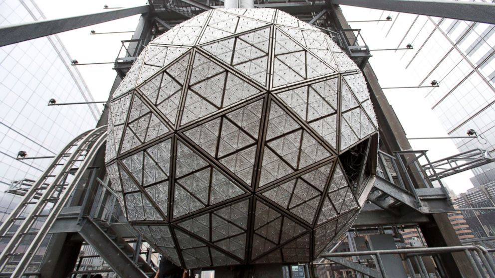 The Waterford crystal ball is shown on top of One Times Square during a media opportunity, Dec. 27, 2015, in New York.