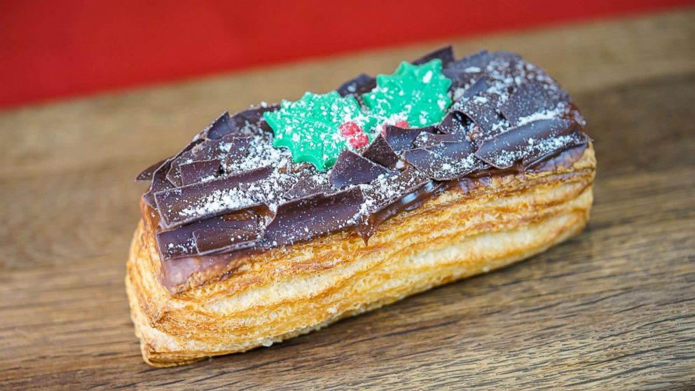 PHOTO: One of Disneyland Resort's new festive treats is the Holiday yule log doughnut. These merry treats can be found throughout the resort through Jan. 7, 2018. 