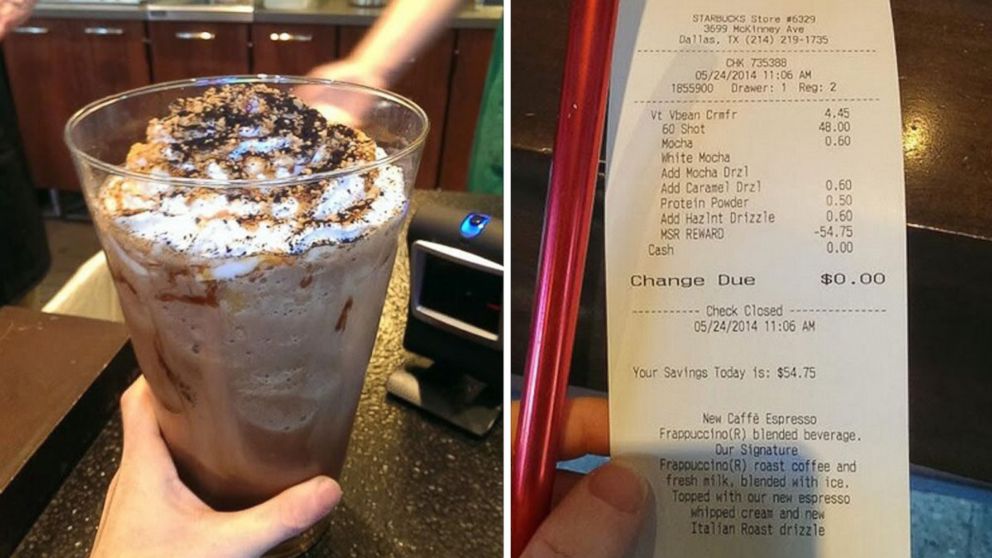 PHOTO: Taking advantage of Starbucks' free loyalty program, a customer created a custom drink that cost $54.75, but it was free for him. 