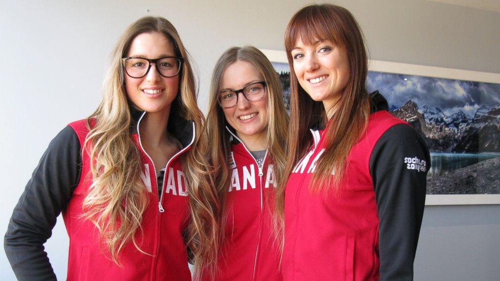 PHOTO: The three Canadian   sisters, Chloe (L), Justine (C) and Maxime (R), are pictured on Jan. 21, 2014 at the Victoria Park gym center in Montreal, Canada.