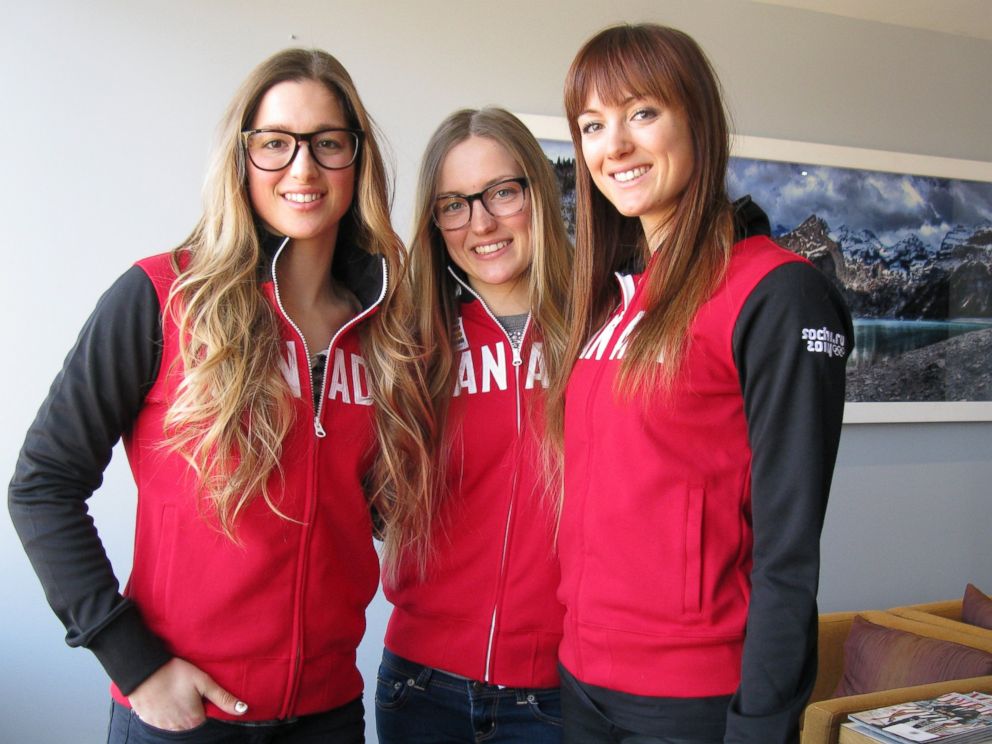 PHOTO: The three Canadian sisters, Chloe (L), Justine (C) and Maxime (R), are pictured on Jan. 21, 2014 at the Victoria Park gym center in Montreal, Canada.