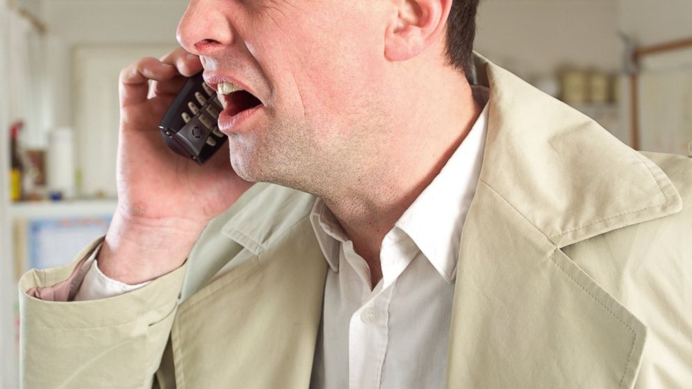 A man is pictured complaining in this stock photo. 