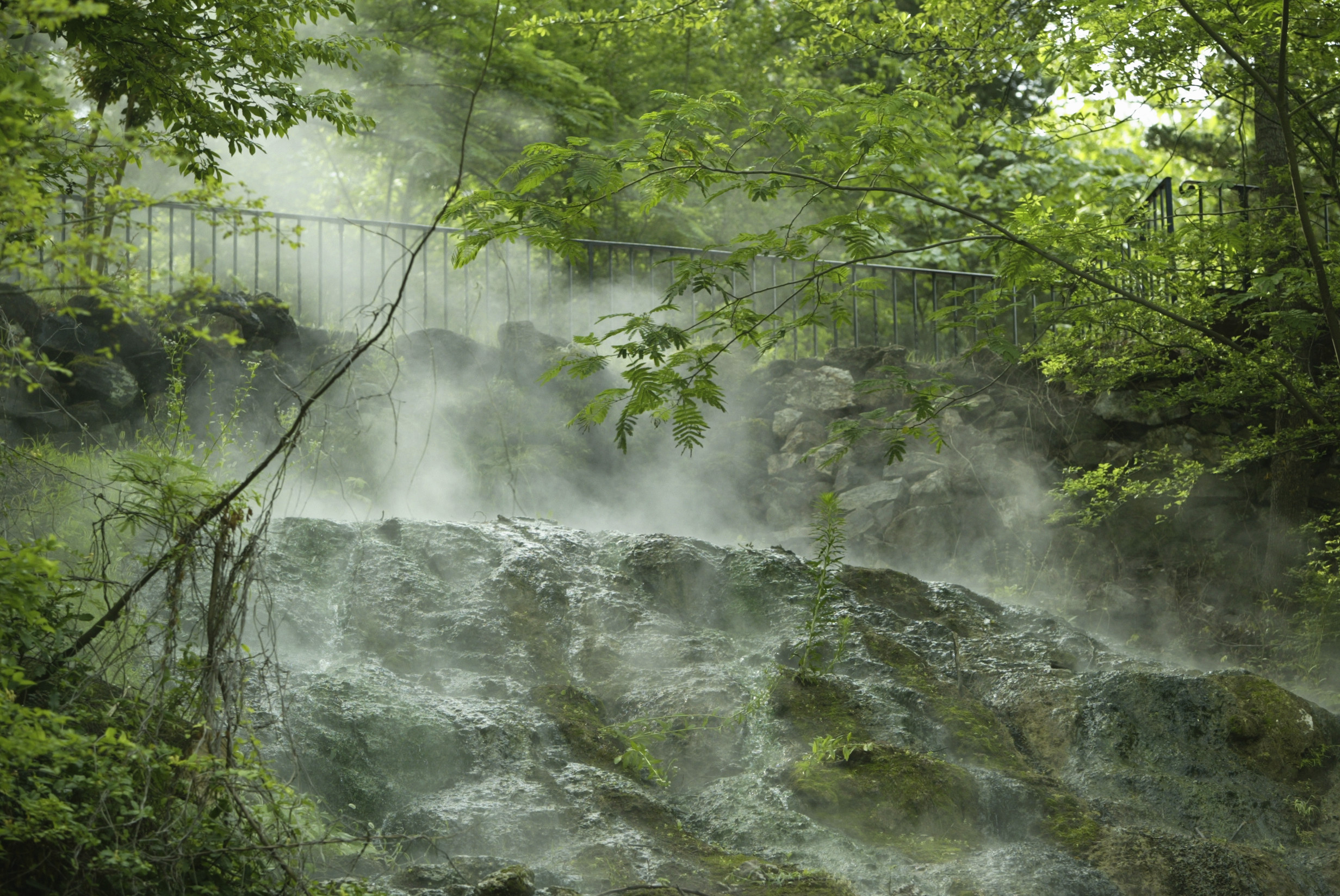 PHOTO: Steam rises from a hot spring at Arlington Lawn in Hot Springs National Park, Arkansas.