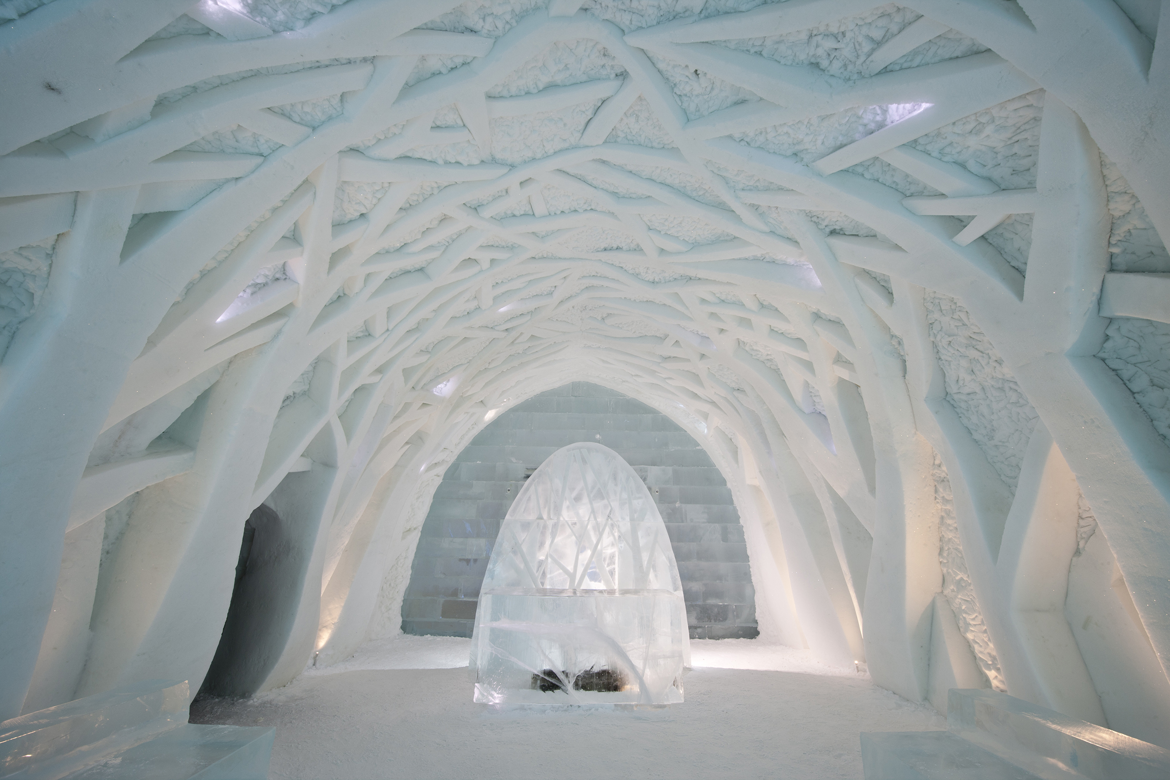 PHOTO: The foyer of the Ice Hotel in Kiruna, Sweden is seen in this undated image.